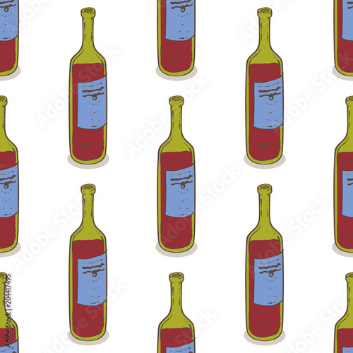 Red Wine Bottles Seamless Pattern