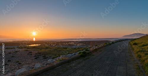 Sunset on Walney Island with the coastal path