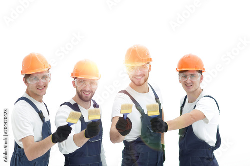 closeup.portrait of team of construction workers