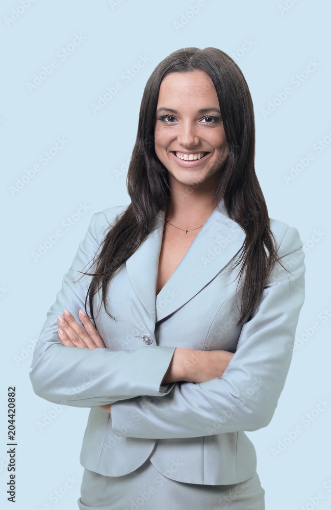 Beautiful business woman smiling isolated over a white Beautiful business woman smiling isolated over a white