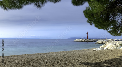 Beach and Adriatic Sea in Tucepi  Makarska Riviera  Croatia