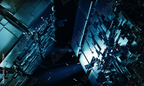 Fotografie 3D rendering of abstract technology background