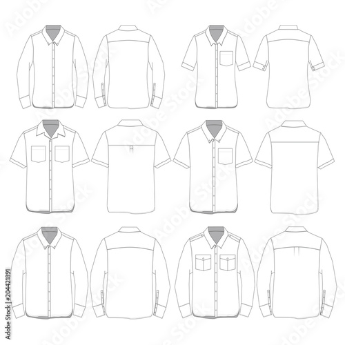 Vector template for Button-down shirts