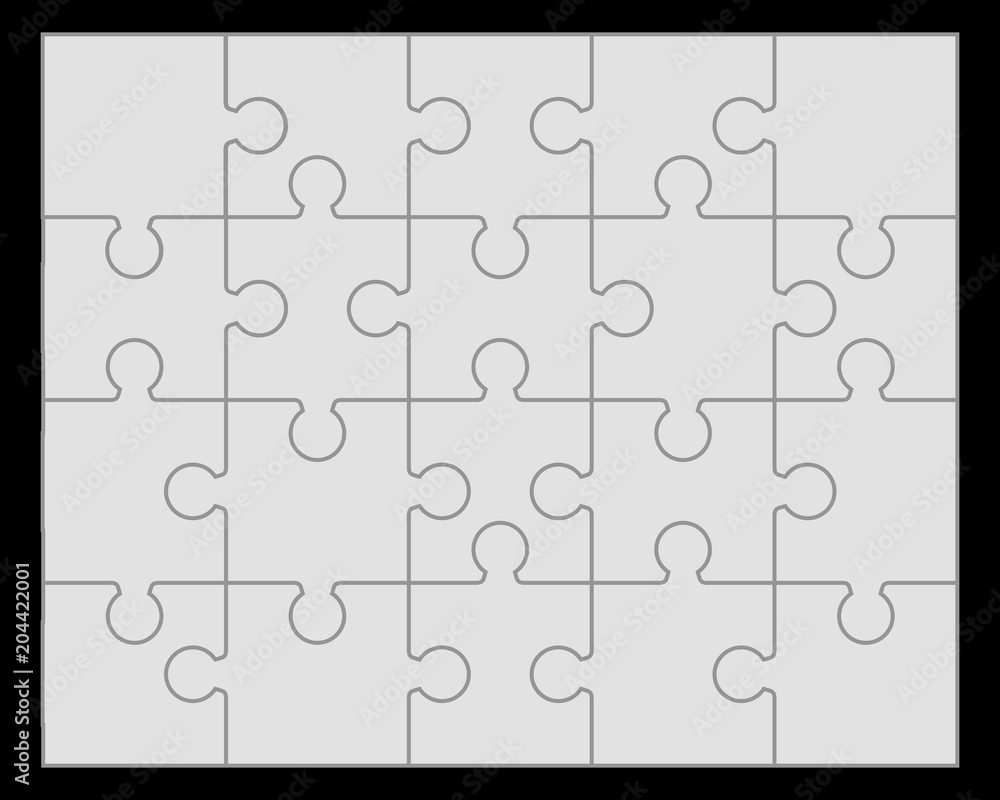 Fototapeta premium Illustration of separate parts of gray puzzle