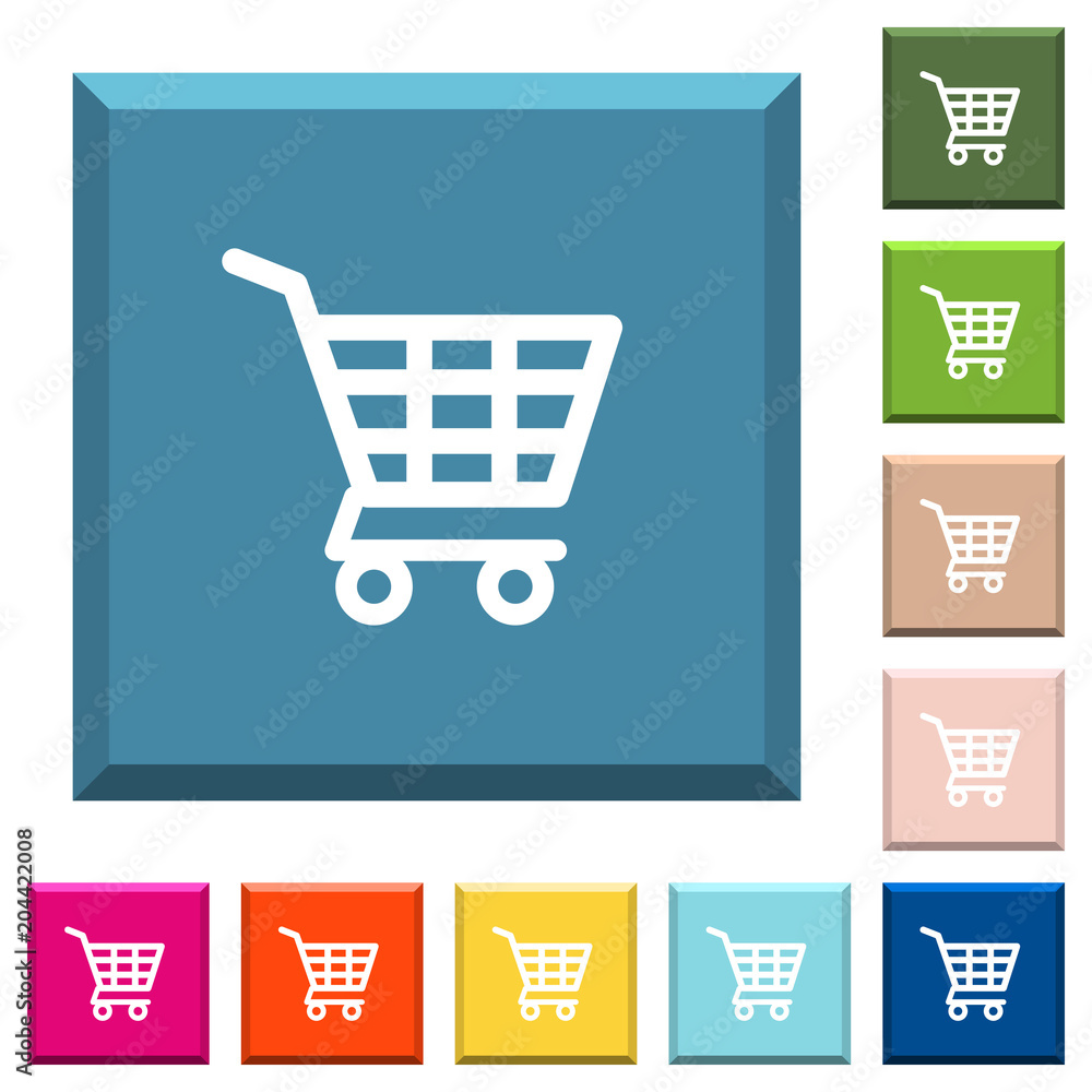 Shopping cart white icons on edged square buttons Shopping cart white icons on edged square buttons