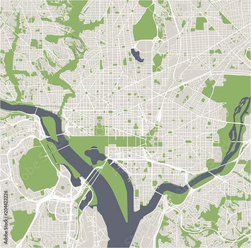 vector map of the city of Washington D.C., USA