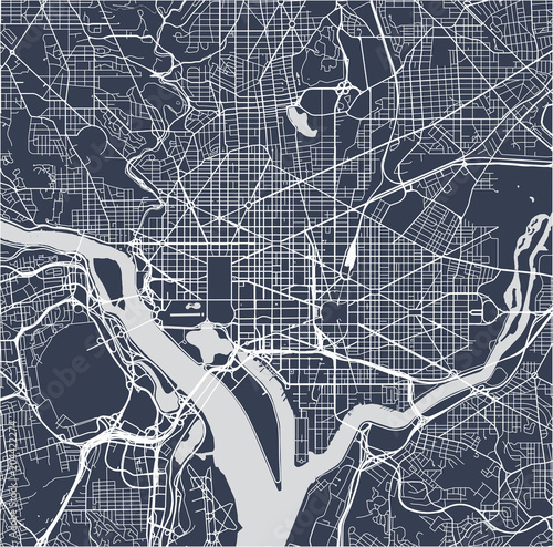 vector map of the city of Washington D.C., USA