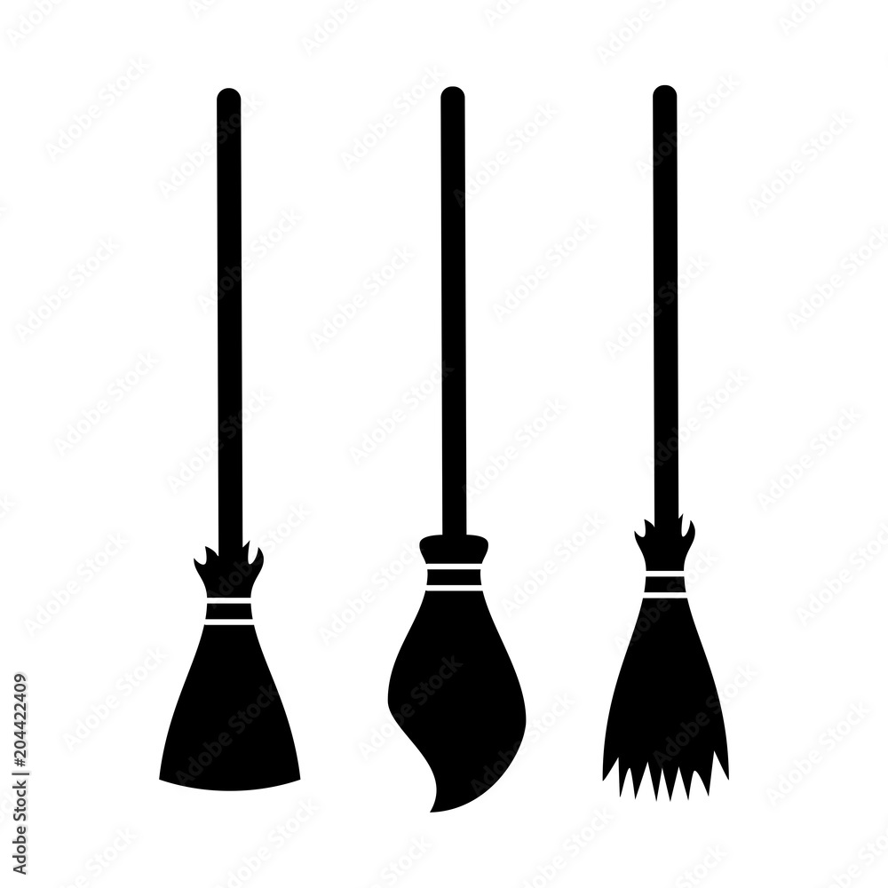 Naklejka premium Broom silhouette vector icon