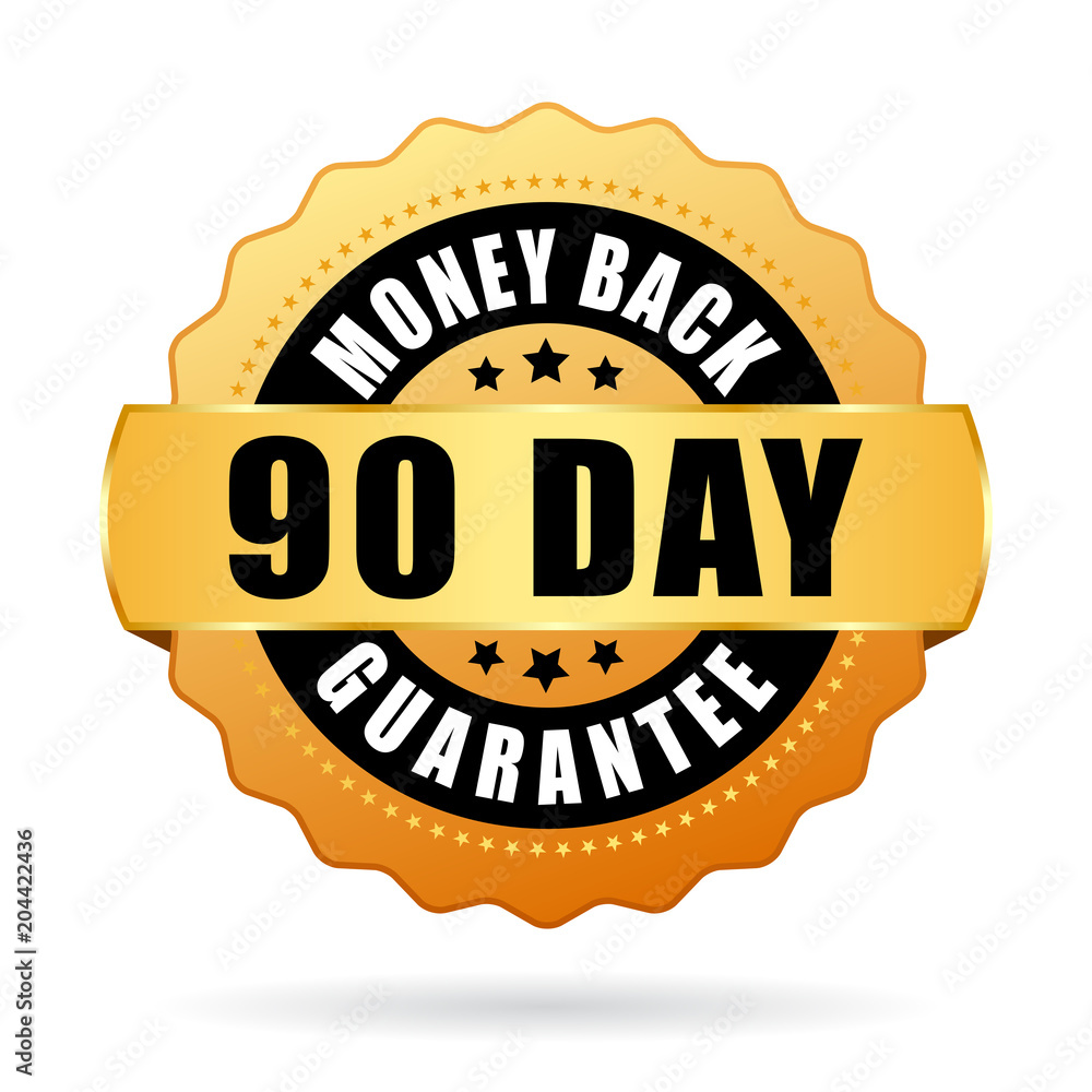 90 day money back guarantee gold icon