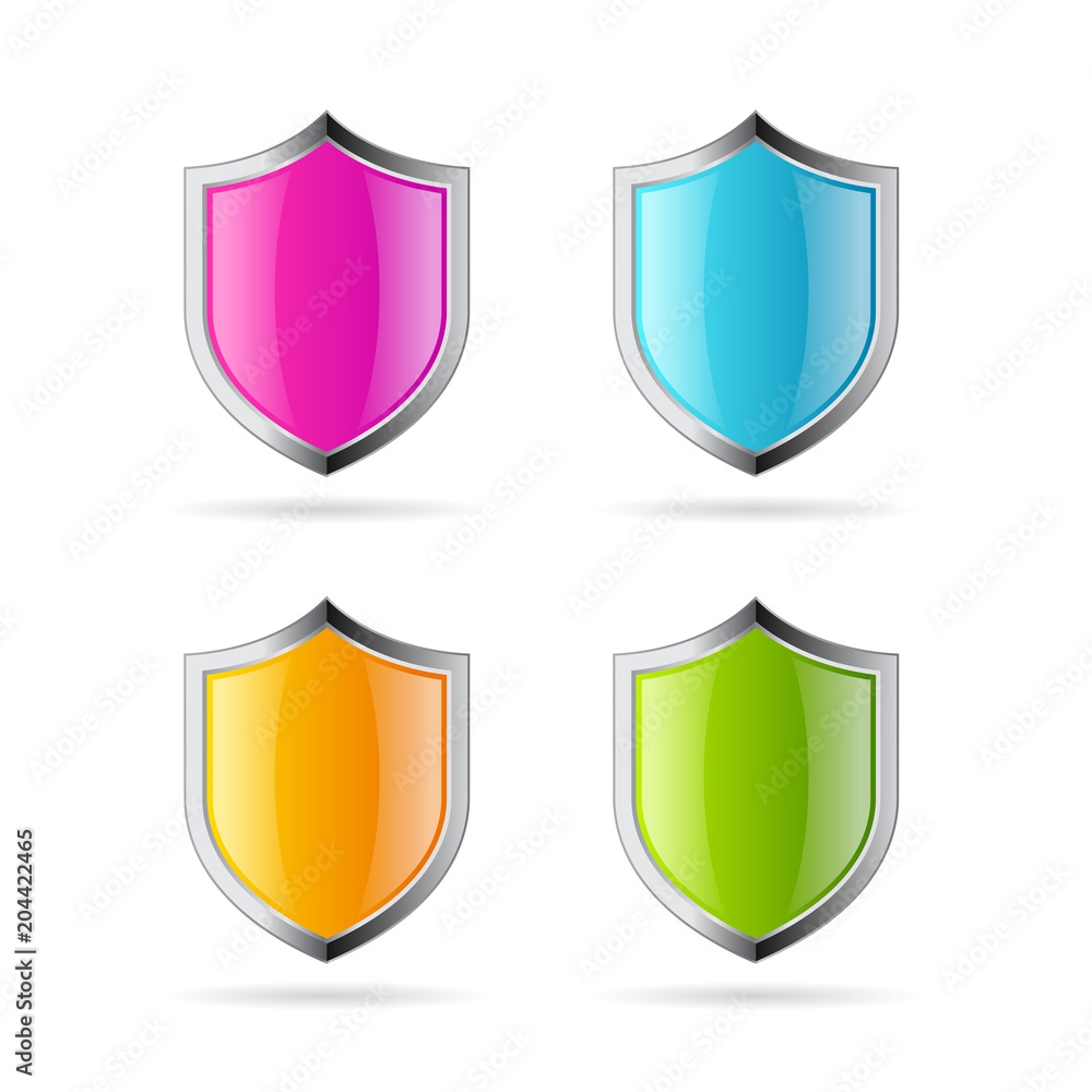 Secure glass shield vector icon set Secure glass shield vector icon set