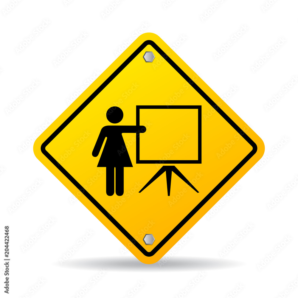 Teacher and flip chart educational vector sign Teacher and flip chart educational vector sign