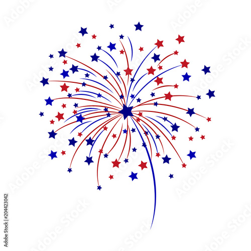 Celebratory fireworks on a white background. Vector illustration.
