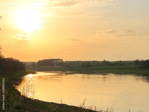 spring river in the evening