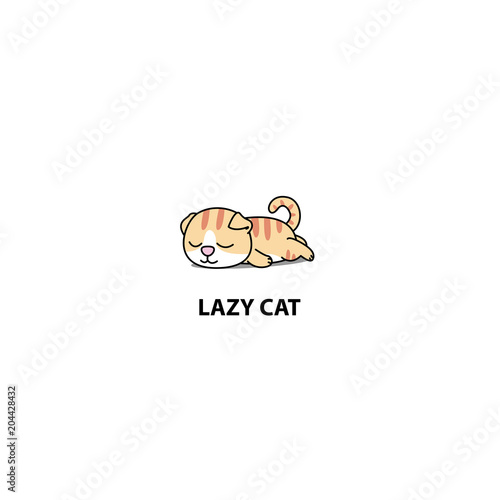 Lazy cat, cute scottish fold sleeping icon, logo design, vector illustration