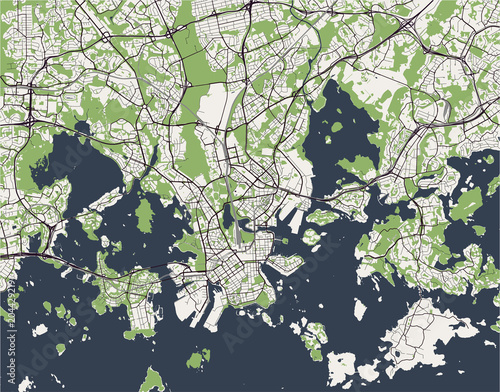 vector map of the city of Helsinki, Finland