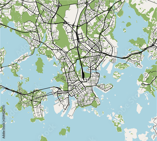 vector map of the city of Helsinki, Finland