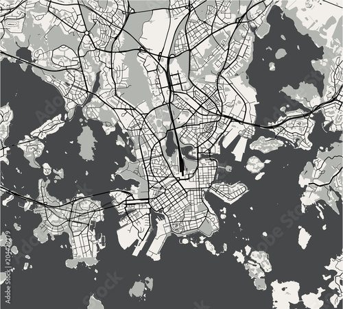 vector map of the city of Helsinki, Finland