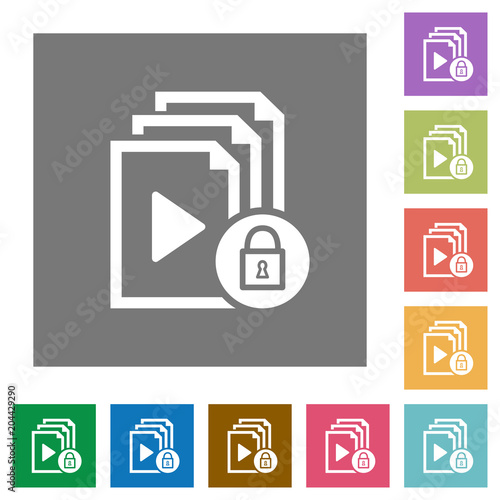 Lock playlist square flat icons