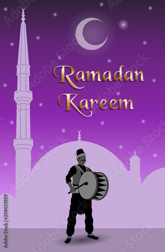 Ramadan kareem message with ramadan drummer
