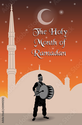 The holy month of ramadan message with ramadan drummer