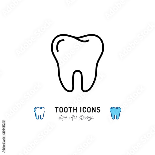 Tooth icon, Teeth sign. Dental care logo, Dental clinic line icon. Vector flat illustration