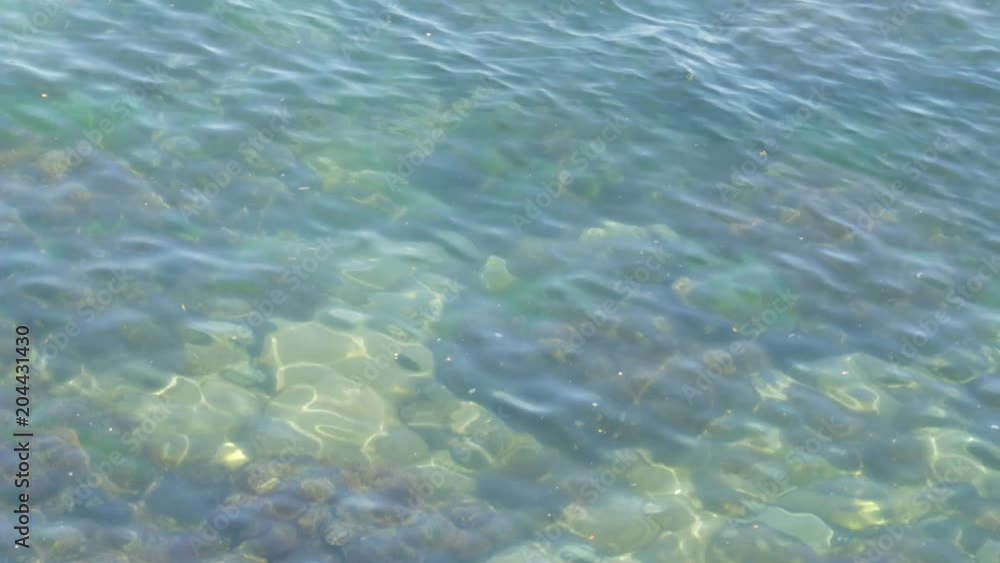 Turquoise transparent sea water view close of small waves Turquoise transparent sea water view close of small waves