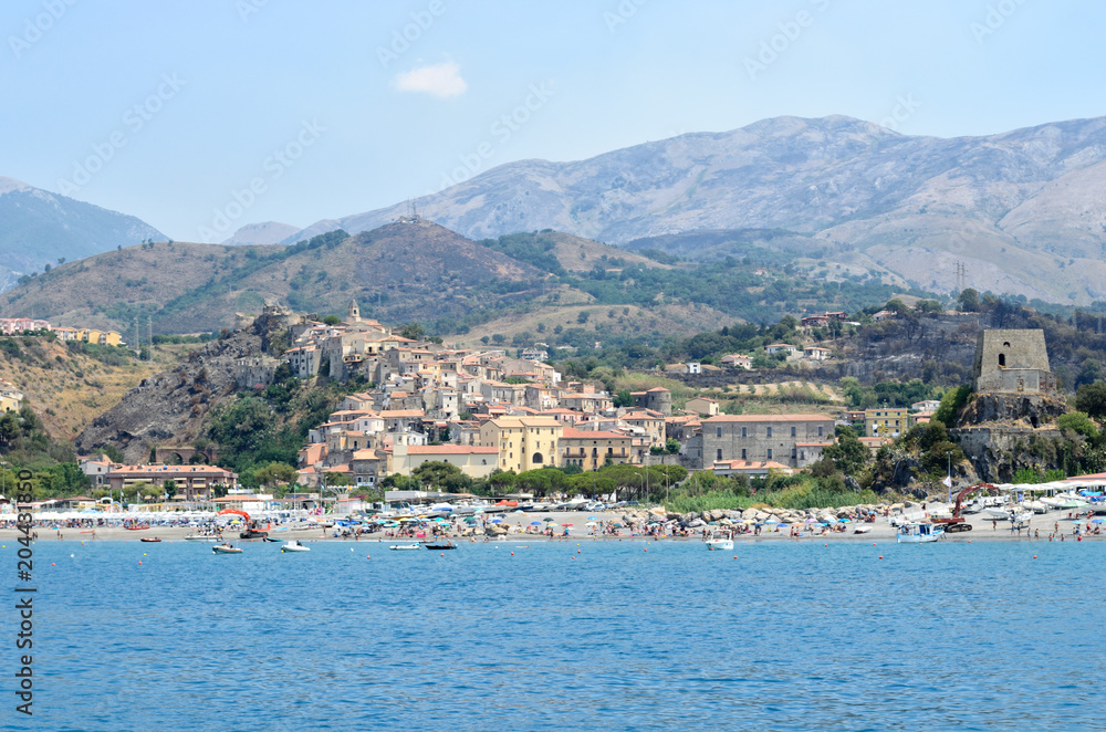 panoramic view of the city of Scalea, Calabria, south of Italy