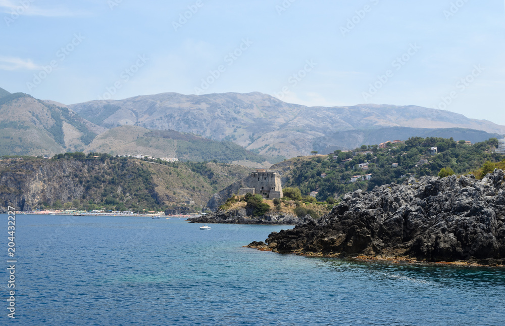 Beautiful panoramic views of the South Coast of Italy, the Tyrrhenian Sea