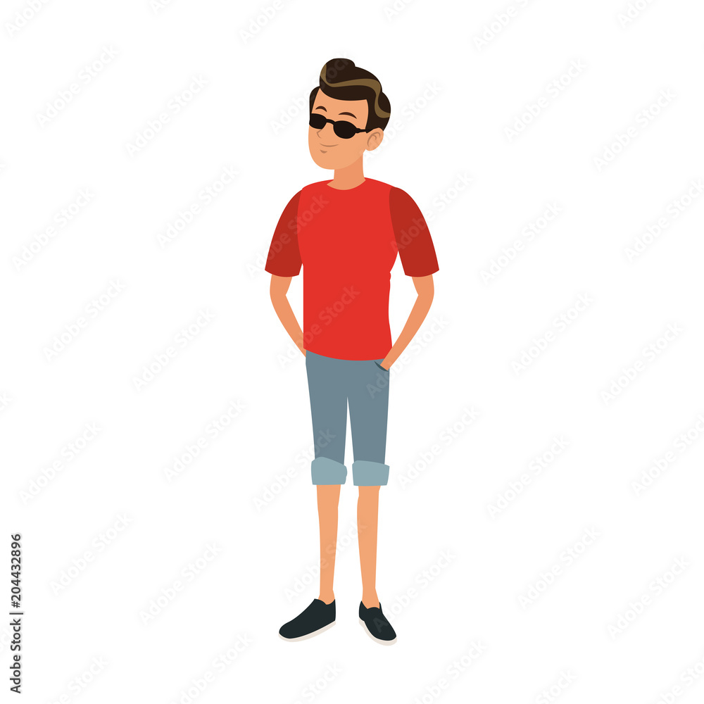 Young man cartoon vector illustration graphic design