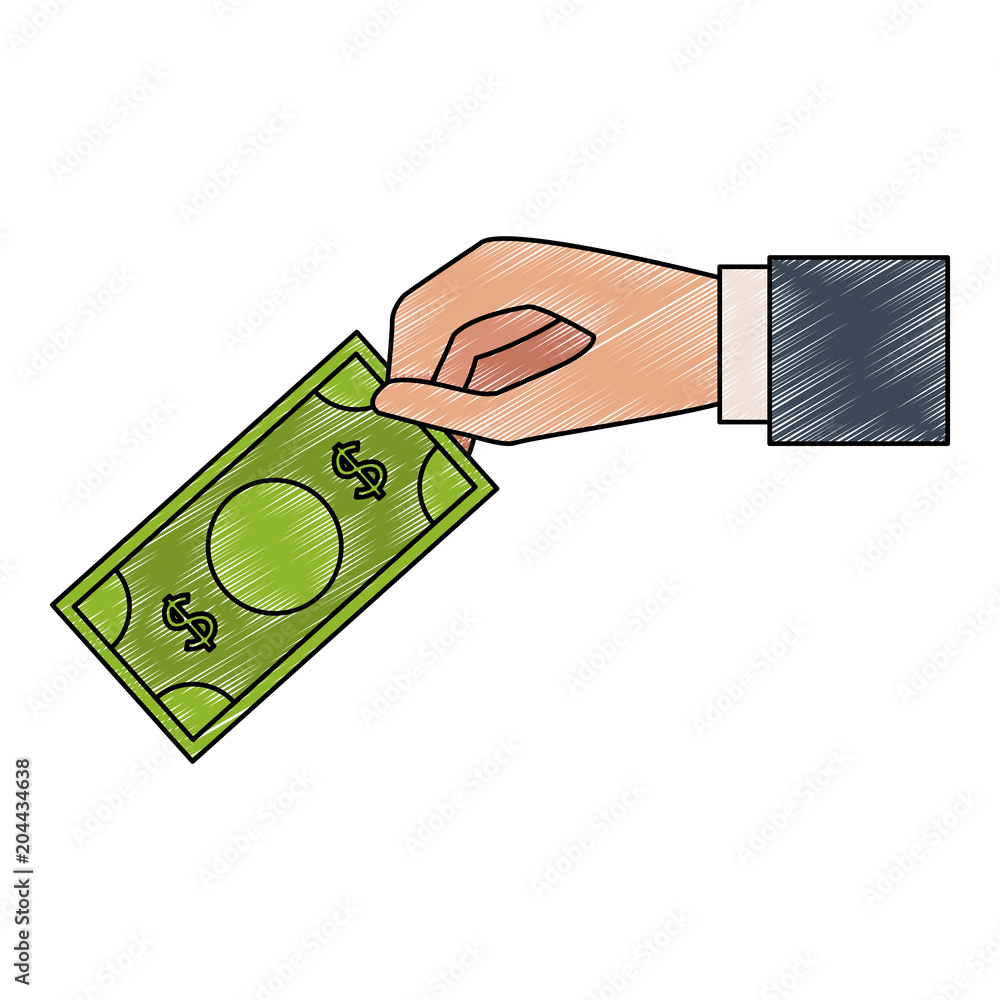 Fotografie Hand with money vector illustration graphic design