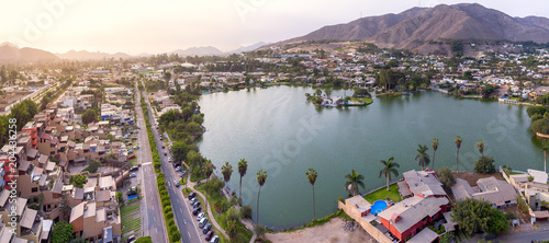 Aerial view of La Molina Lake. In LIma, Peru. photo