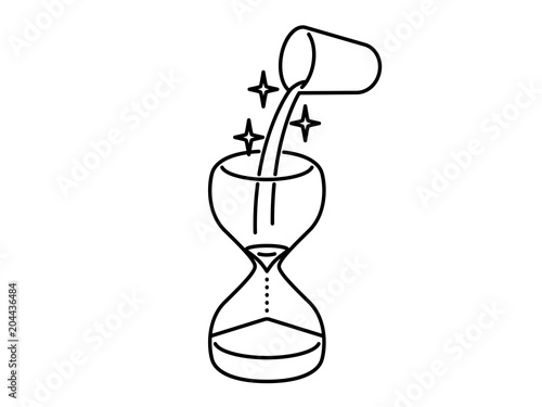 Deadline extended represented by pouring more sand into hourglass