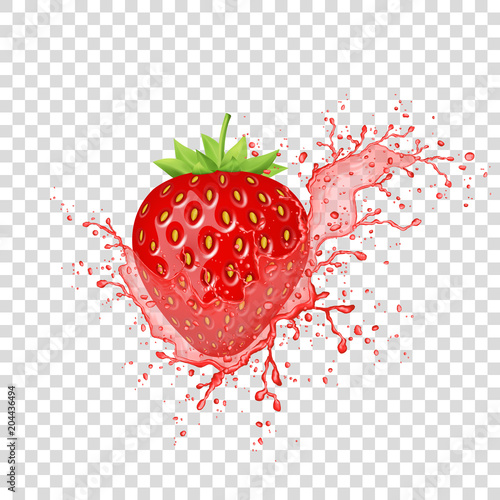Strawberry juice splash  and  fresh fruit.