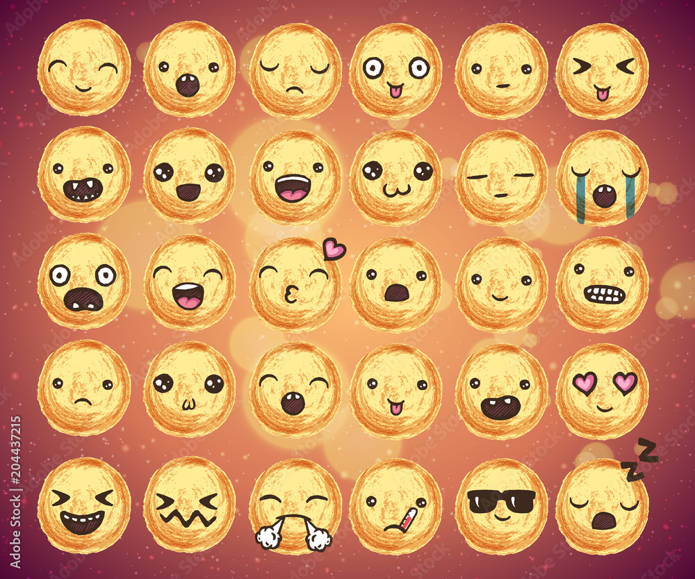 Hand drawn vector emoticons collection. Hand drawn vector emoticons collection.