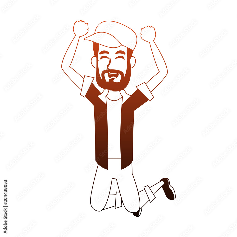 Happy young man jumping vector illustration graphic design Happy young man jumping vector illustration graphic design