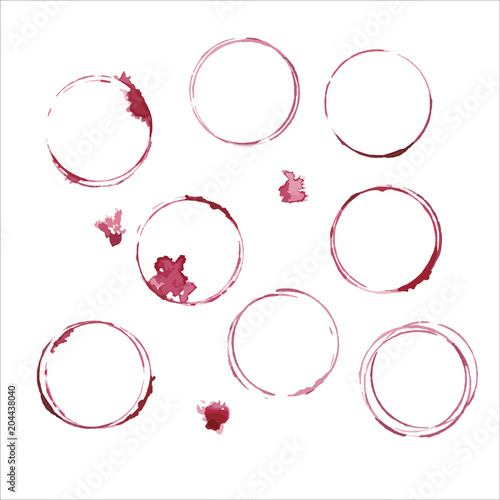Vector wine glass stain circle and drops