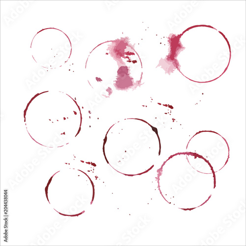 Vector wine glass stain circle and drops