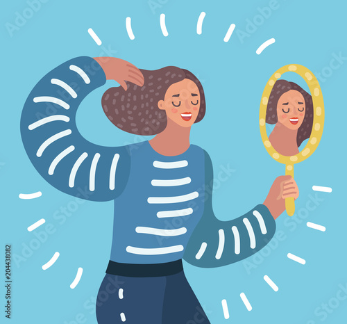 Woman watching a mirror