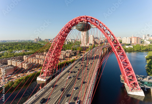 Zhivopisniy bridge, Moscow. Aerial photography