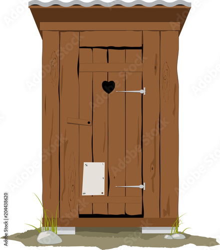 Tablou pe pânză Traditional wooden outhouse, EPS 8 vector illustration, no transparencies