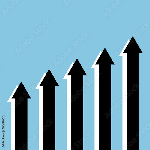 Abstract up trending graph illustration. Simple business illustration. Isolated on light-blue