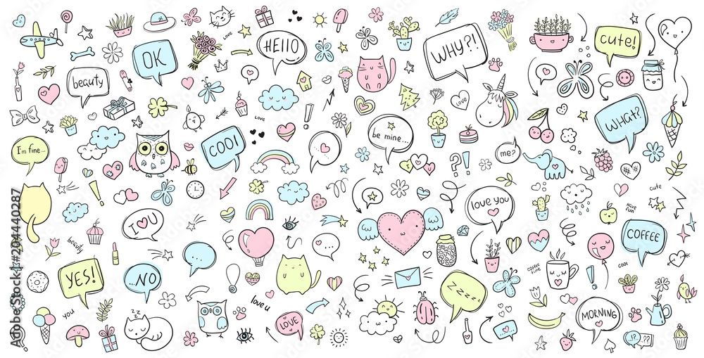 Vector hand drawn doodle set Vector hand drawn doodle set