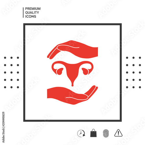 Hands holding Female uterus - protection symbol