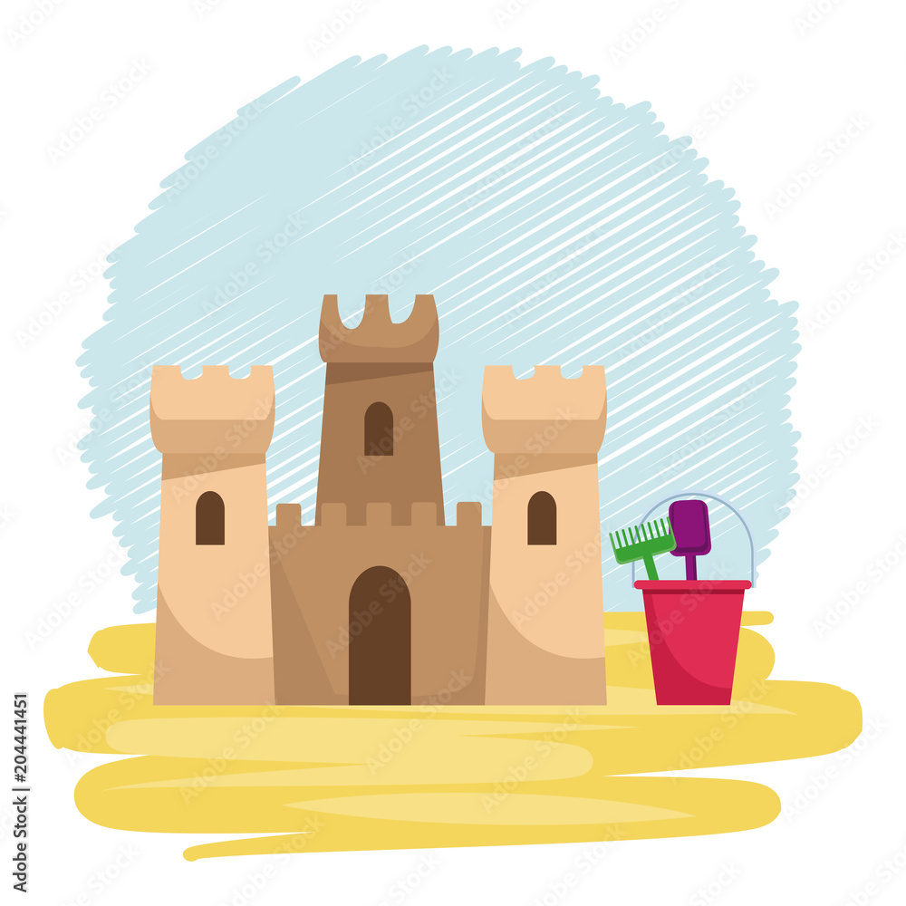 Sand castle in beach vector illustration graphic design Sand castle in beach vector illustration graphic design