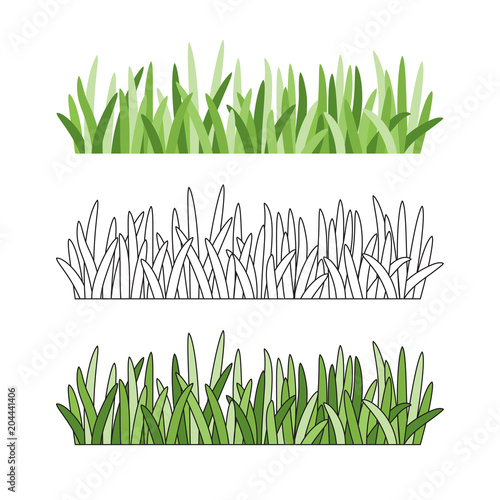 Set of grass tufts, clip art, transparent background