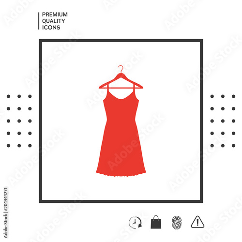 Sundress, Evening dress, combination or nightie on the wardrobe hanger , the silhouette. Menu item in the web design