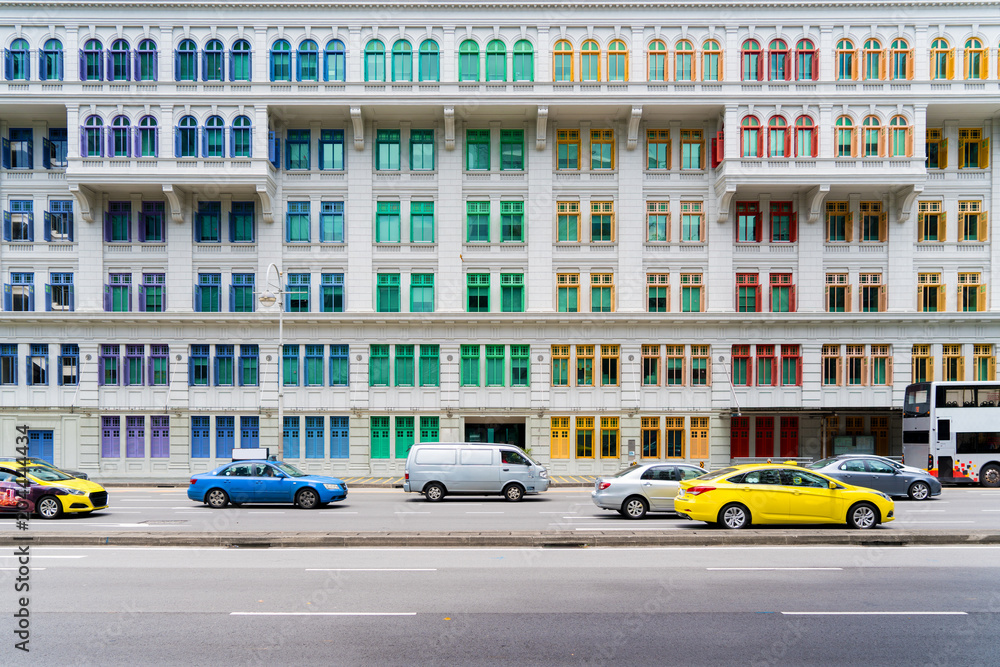 Photography Poster Colorful heritage building windows in Singapore