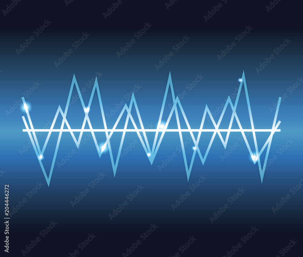 Digital music waves on blue background vector illustration graphic design