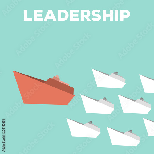 white ships and one big red ship, leadership business concept
