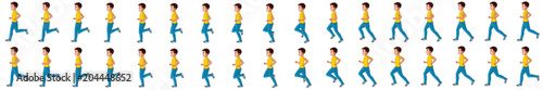 Little boy man run cycle and jogging animation spite sheet